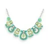 Collier Fantaisie Métal Argenté Vert et Anis