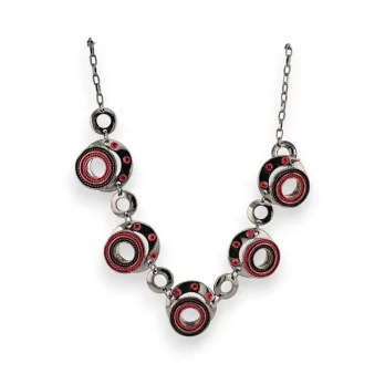 Fancy Necklace with Red Circle Design by Belle Miss