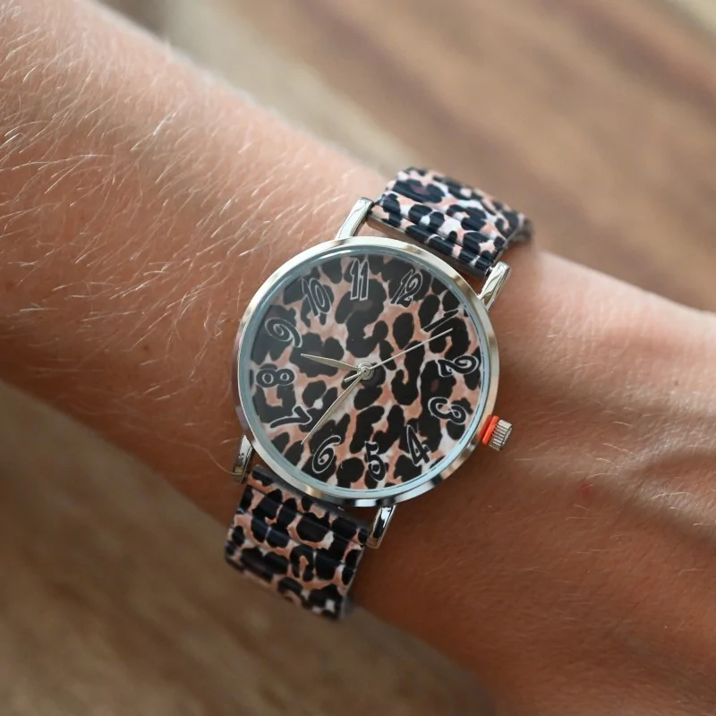 Ernest Print Brown and Black Leopard Watch