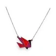 Collana fantasia Origami Uccellino rosso fucsia di Ikita