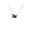 Fantasy Necklace Origami Bird in Blue-Green Shades by Ikita