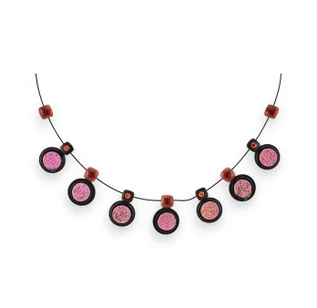 Collier fantaisie pendentifs design reliefs rosé de chez Ikita