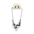 Black and silver foliage costume jewelry set