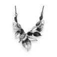 Black and silver foliage costume jewelry set