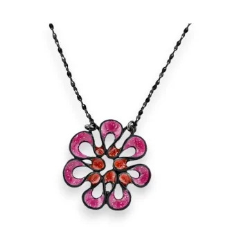 Ikita Modeschmuck Halskette mit Blume in Rosa