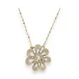 Collier Fantaisie Doré Fleur Ikita blanc cassé paillette