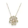 Collier Fantaisie Doré Fleur Ikita blanc cassé paillette