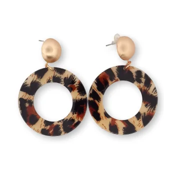 Leopard Circle Earrings and Gold Metal