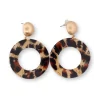 Round Leopard Print Earrings - Gold Steel 7cm