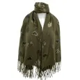 Soft Khaki Scarf with Gold Cursive