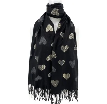 Soft black and gold heart scarf