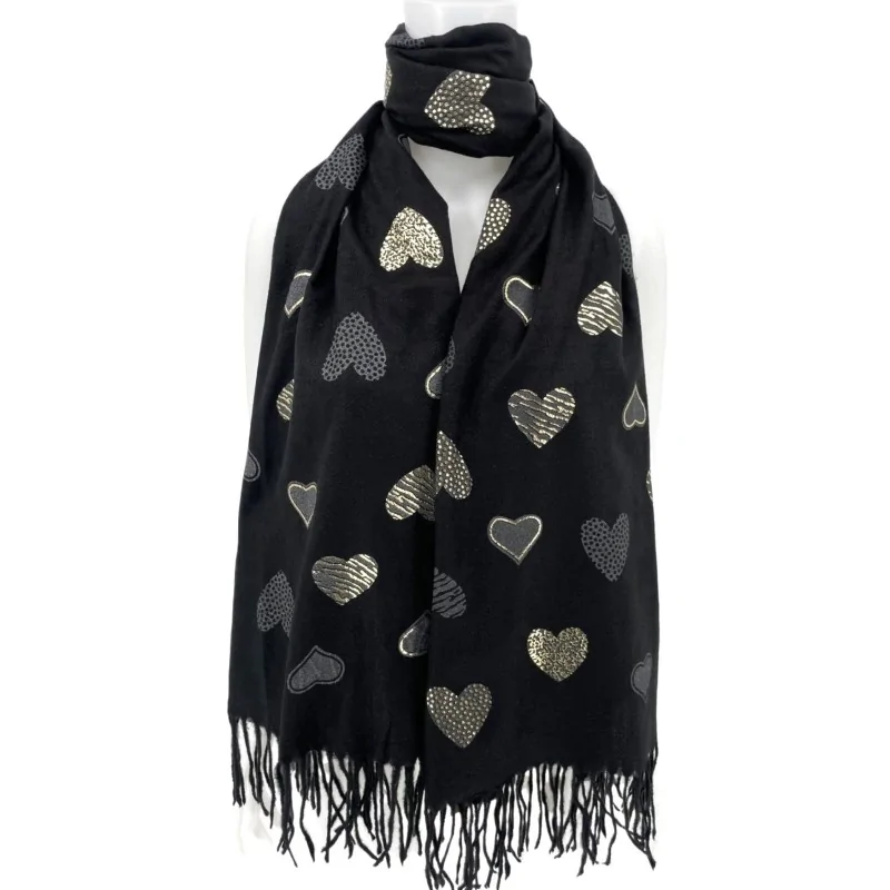 Soft black and gold heart scarf