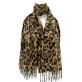 Soft camel, black and gold leopard print scarf