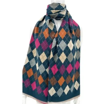 Soft multicolored plaid scarf