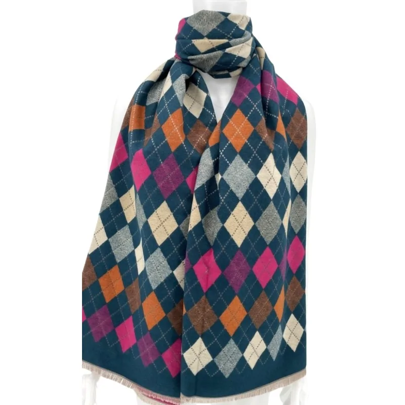 Soft multicolored plaid scarf