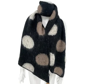 Asymmetrical black polka dot scarf