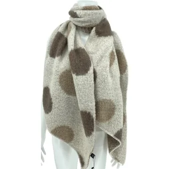 Asymmetrical beige polka dot scarf