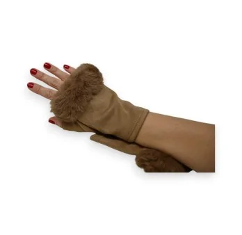 Faux-Fur-Handschuhe Zartes Taupe