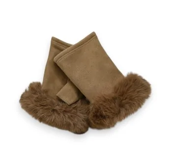 Faux-Fur-Handschuhe Zartes Taupe