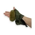 Khaki faux fur mittens