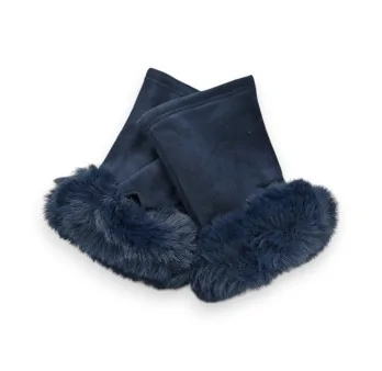 Muffole in ecopelliccia blu navy