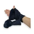 Navy blue faux fur mittens