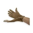 Suede-like velvet gloves with pastel paint pattern