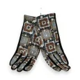 Black velvet gloves with geometric pattern