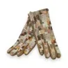 Suede-like velvet gloves with pastel paint pattern