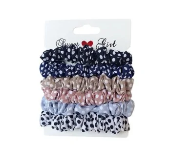 Set of 6 multicolored polka dot scrunchies