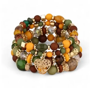 Mehrreihiges Boho-Armband für den Herbst