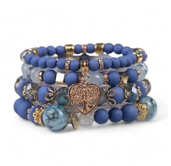 Mehrreihiges Armband im Boho-Chic Blau