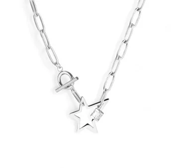 Offset Star Necklace Silver Steel