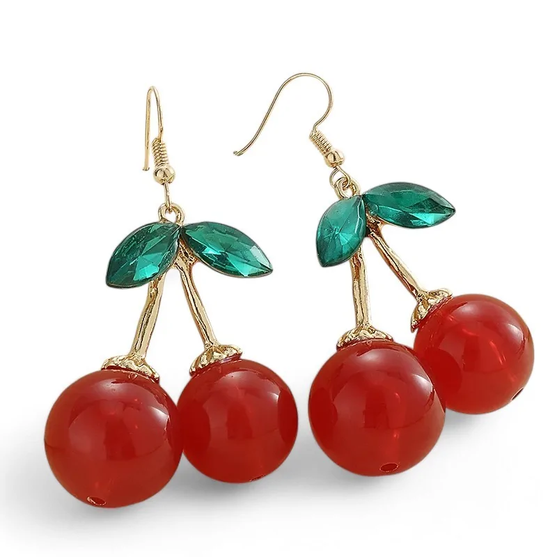 Cherry-Shaped Gold Fantasy Earrings