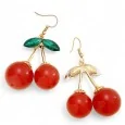 Cherry-Shaped Gold Fantasy Earrings