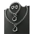 Heart-shaped stainless steel jewelry set Silver