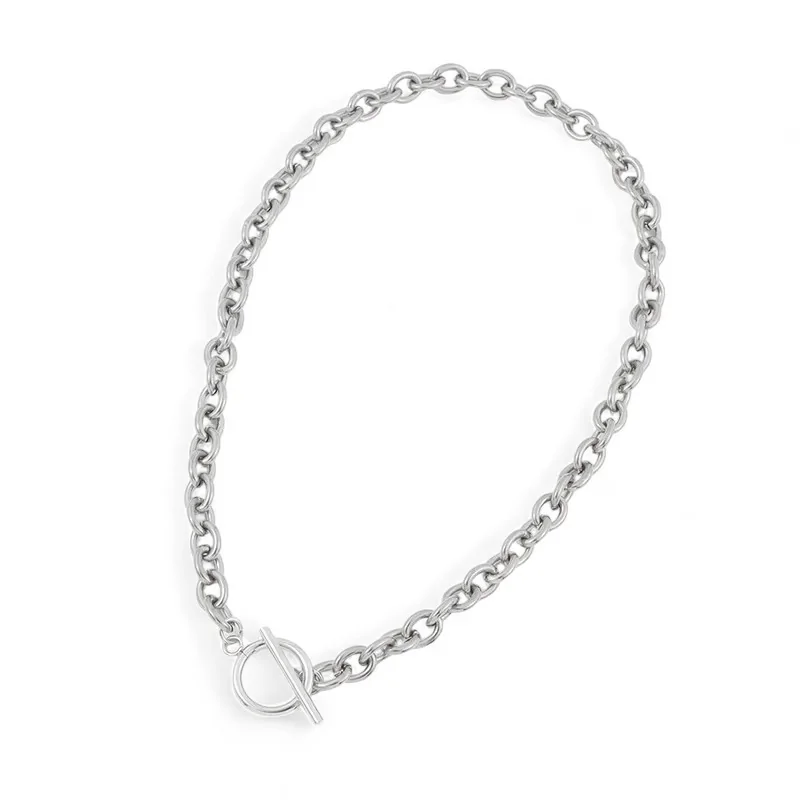 Collier chaîne acier avec fermoir circulaire