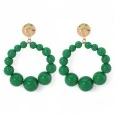 Golden Hoops with Green Pearls