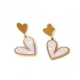 Heart-shaped pearlescent jewelry set in gold-plated stainless steel