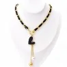 Asymmetric Gold and Black Heart Necklace