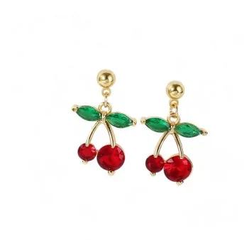 Boucles d'oreilles Fantaisie dorées cerise