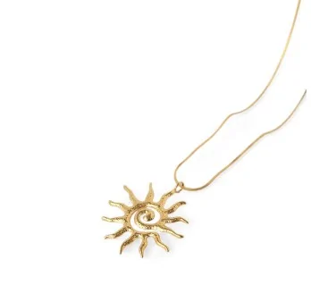 Collier acier doré Médaillon Soleil