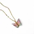 Collier papillon acier doré dégradé rainbow