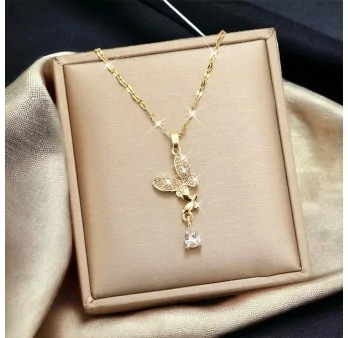 Gold-plated Steel Butterfly Necklace