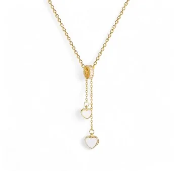 Gold-plated Steel Necklace Heart Pearly White Elegance