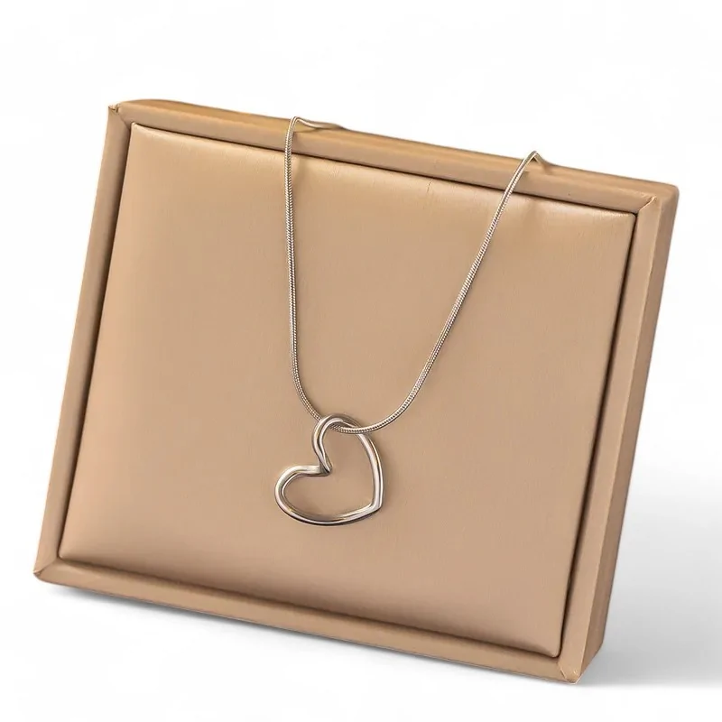 Silver Heart Necklace in Steel