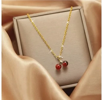 Cherry Necklace in Gold-Plated Steel