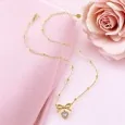 Butterfly knot heart necklace Gold plated steel