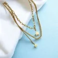 Double chain necklace in gold-plated steel with lucky star charm