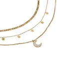 Collier multi-rangs étoiles et lune Acier doré